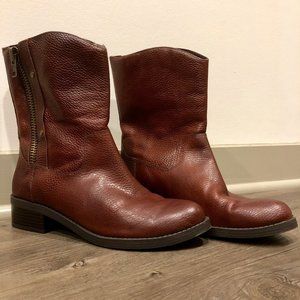 Brown Leather Boots w/zipper